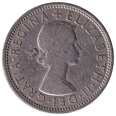 British predecimal two shillings (florin) coin