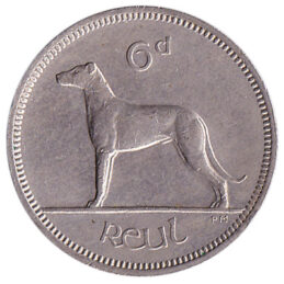 Irish predecimal sixpence coin