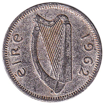 1-1/8" Diameter # 172 Hand Cut Ireland 50 Pence Coin Ireland Harp Pendant 