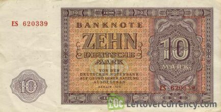 10 DDR Mark banknote Deutschen Notenbank (1955)