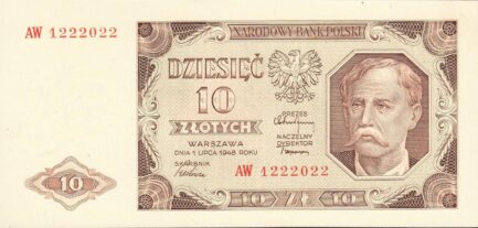 10 old Polish Zlotych banknote (1948 issue)