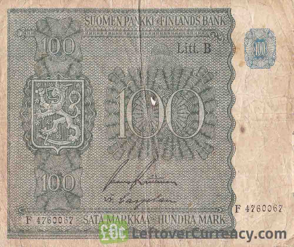 100 Finnish Markkaa banknote (1945)