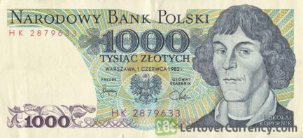 1000 old Polish Zlotych banknote (Nicolaus Copernicus)