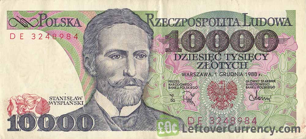 10000 old Polish Zlotych banknote (Stanisław Poniatowski)