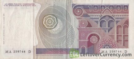 100000 Italian Lire banknote (Botticelli)