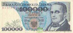 100000 old Polish Zlotych banknote (Stanisław Moniuszko)