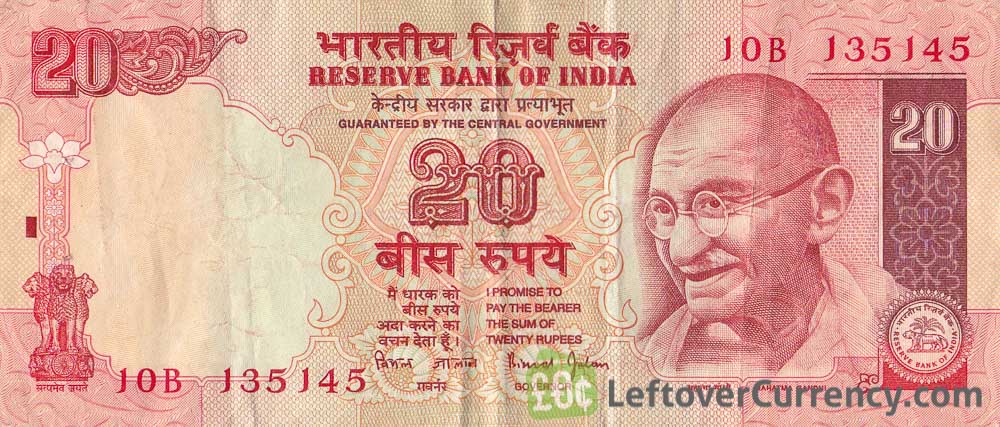 20 Indian Rupees banknote (Gandhi no date)