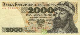 2000 old Polish Zlotych banknote (Prince Mieszko I)