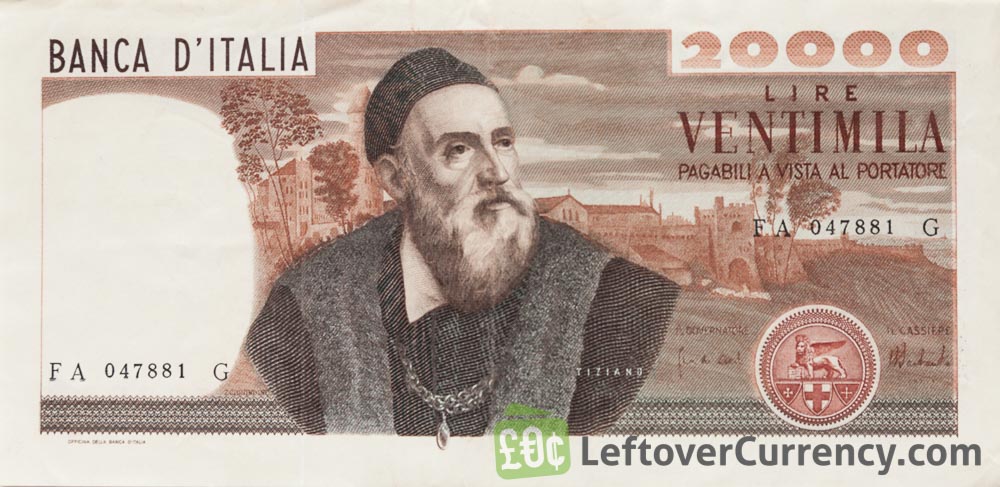 20000 Italian Lire banknote (Titian) obverse