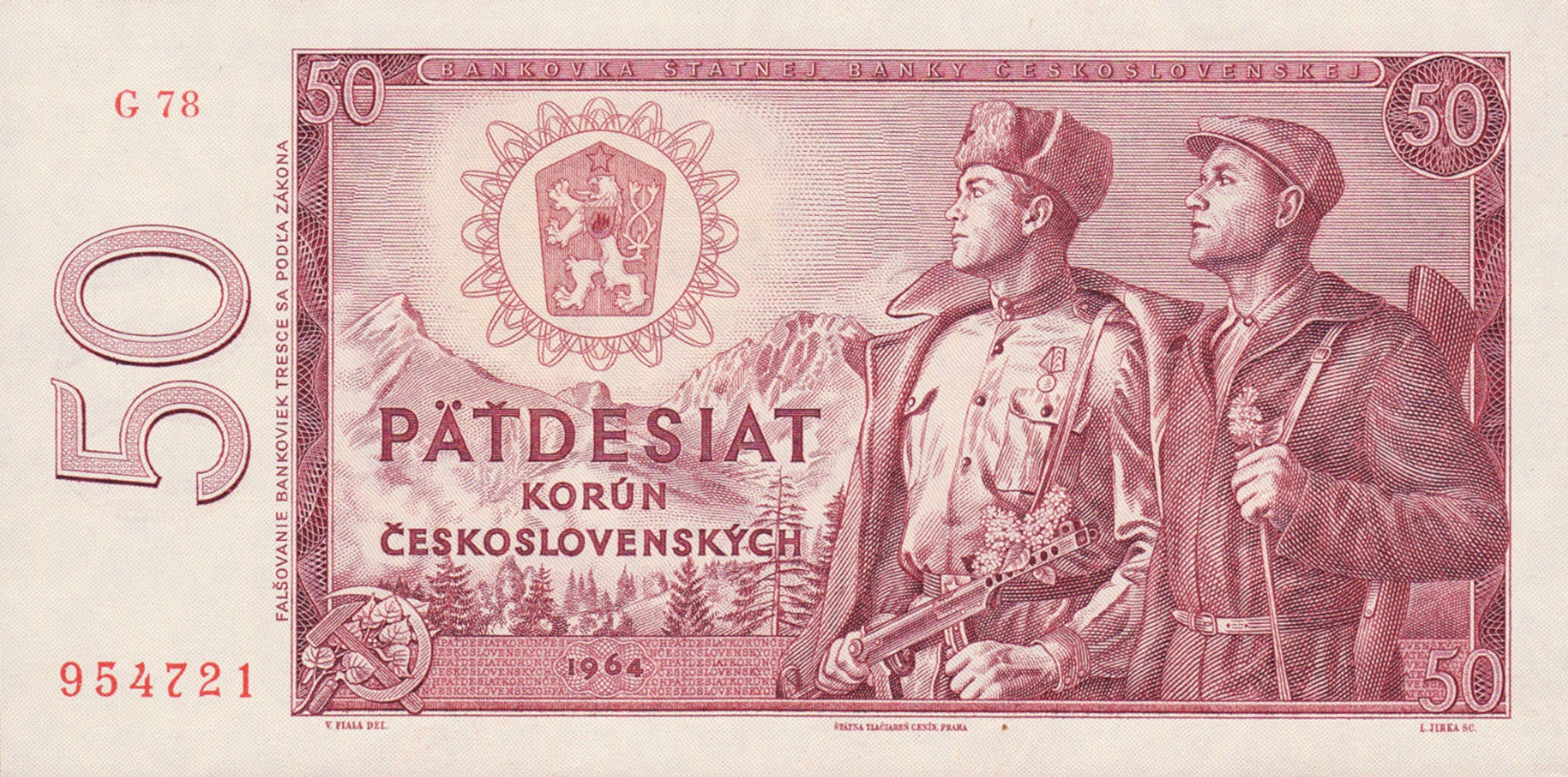 50 Czechoslovak Korun banknote 1964 (Slovnaft Refinery)