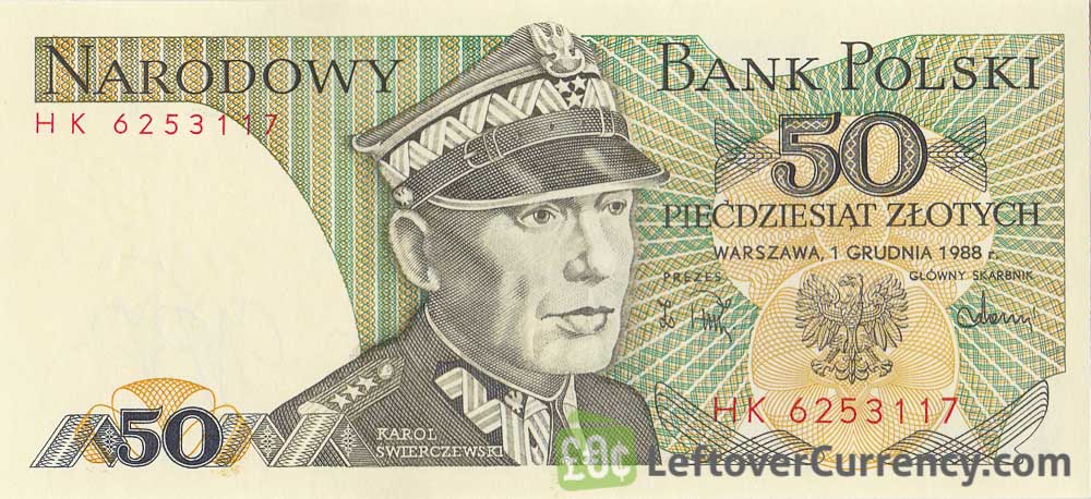 50 old Polish Zlotych banknote (Karol Świerczewski)