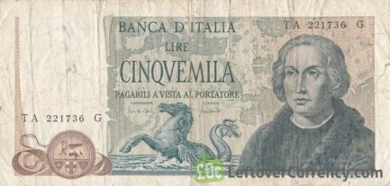 5000 Italian Lire banknote (Columbus)