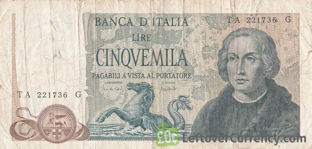 5000 Italian Lire banknote (Columbus)