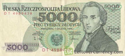 5000 old Polish Zlotych banknote (Fryderyk Chopin)