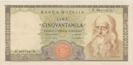 50000 Italian Lire banknote (Leonardo da Vinci)