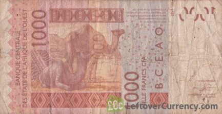 1000 francs banknote West African CFA reverse