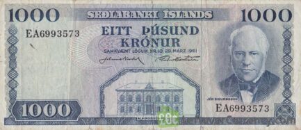 1000 Icelandic Kronur banknote (Jón Sigurthsson)