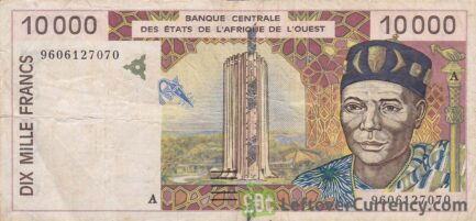 10000 CFA francs West Africa 1992 to 2002 issue obverse