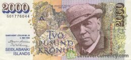 2000 Icelandic Kronur banknote (type 1986)
