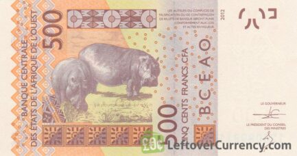 500 francs banknote West African CFA reverse accepted for exchange