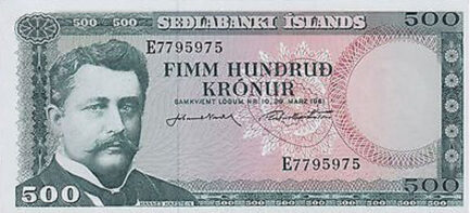 500 Icelandic Kronur banknote (Hannes Hafstein)