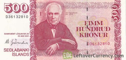 500 Icelandic Kronur banknote (type 2001)