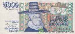 5000 Icelandic Kronur banknote (types 1961 or 1986) accepted for exchange