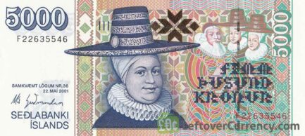 5000 Icelandic Kronur banknote (type 2001)