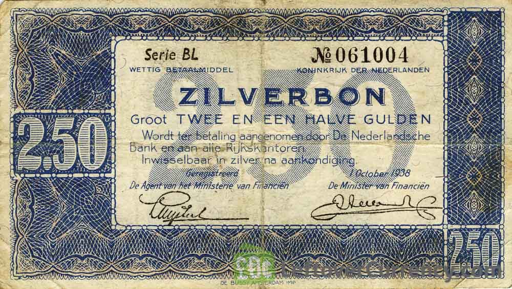 2 1/2 Dutch Guilders banknote (Zilverbon)