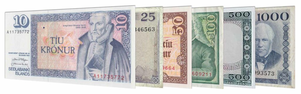 withdrawn Icelandic Kronur banknotes