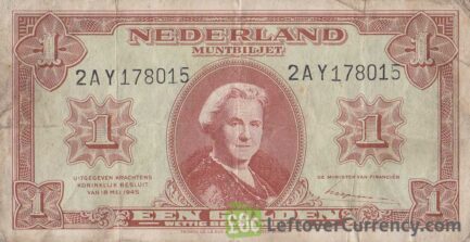 5 Dutch Guilders banknote (Zilverbon) obverse accepted for exchange