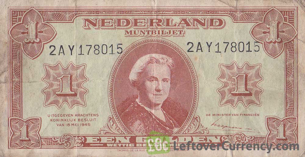 5 Dutch Guilders banknote (Zilverbon) obverse accepted for exchange