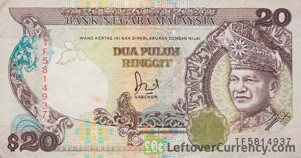 20 Malaysian Ringgit (2nd series 1989) obverse