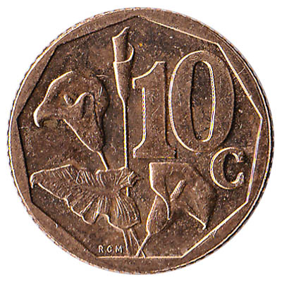 10 cents coin South Africa (bronze coloured)