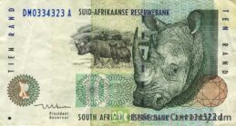 10 South African Rand banknote (Rhino type 1993)