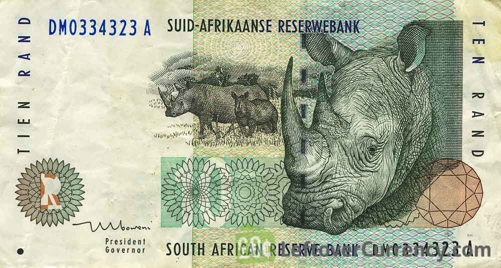 10 South African Rand banknote (Rhino type 1993)