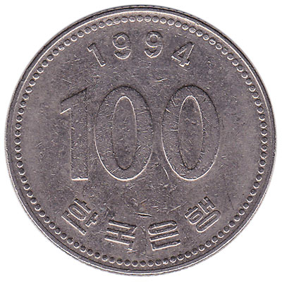 100 South Korean won coin