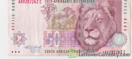 50 South African Rand banknote (Lion type 1993) obverse accepted for exchange