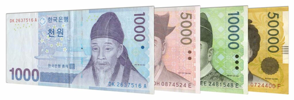 Coins Money Unused Bills Korea Money Real Old Money Second 10000won 