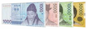 current South Korean Won banknotes