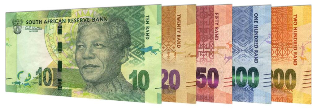 current South African Rand banknotes Nelson Mandela portrait series