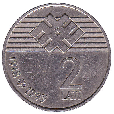 2 Lati coin (Proclamation of the Republic of Latvia)