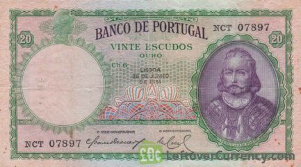 20 Portuguese Escudos banknote (Dom Antonio)