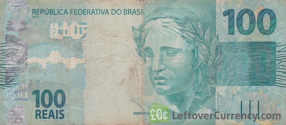 100 Brazilian Reais banknote (2010 issue) obverse accepted for exchange