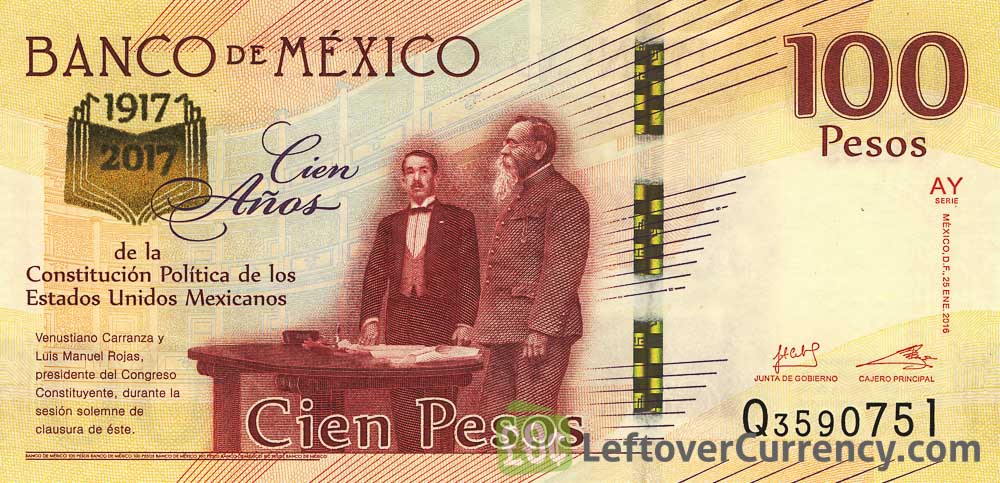 100 Mexican Pesos commemorative banknote (100th Anniversary Constitution of Mexico)