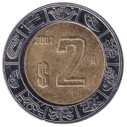 2 Mexican Pesos coin