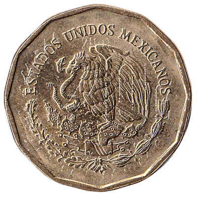 Mexico 1996-50 Centavos Aluminum-Bronze Coin 12-sided 