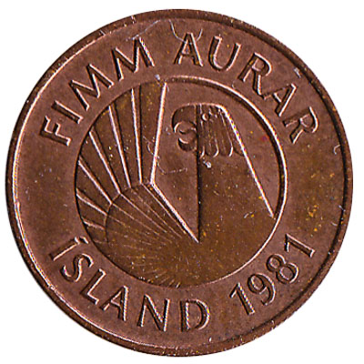 5 Icelandic Aurar coin
