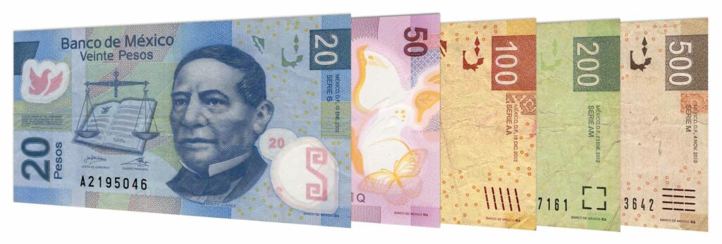 current Mexican peso banknotes accepted for exchange