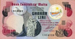10 Maltese Liri banknote (3rd Series)